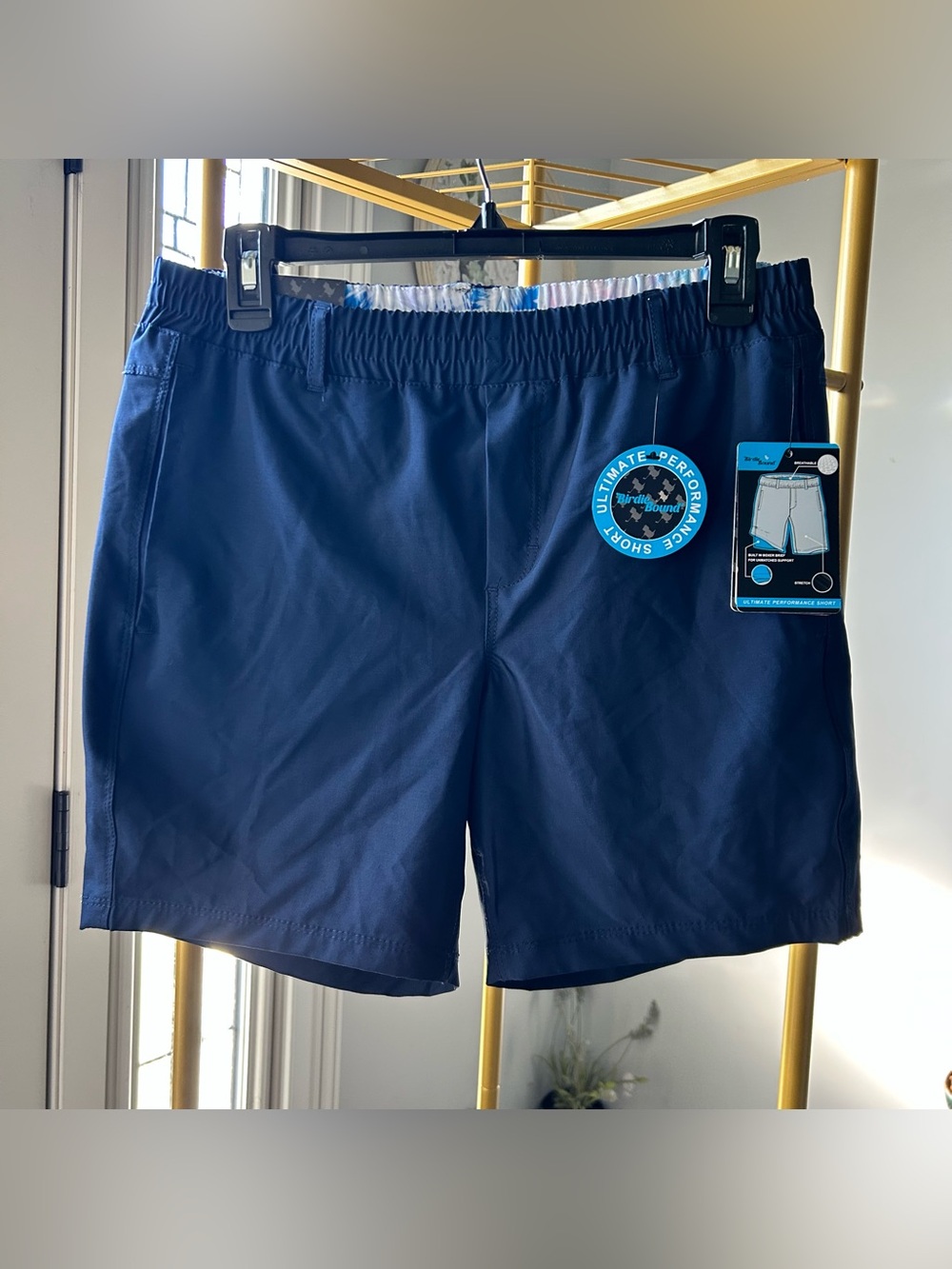 Mens Birdie Bound Performance Golf Shorts Black Size S Built In Boxers NWT